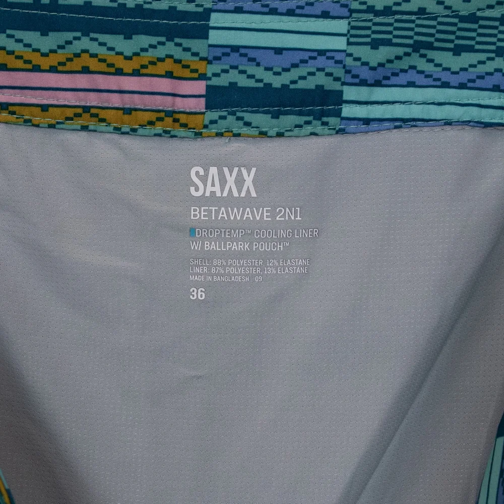 Saxx Betawave 2N1 teal pink interior liner board shorts-36